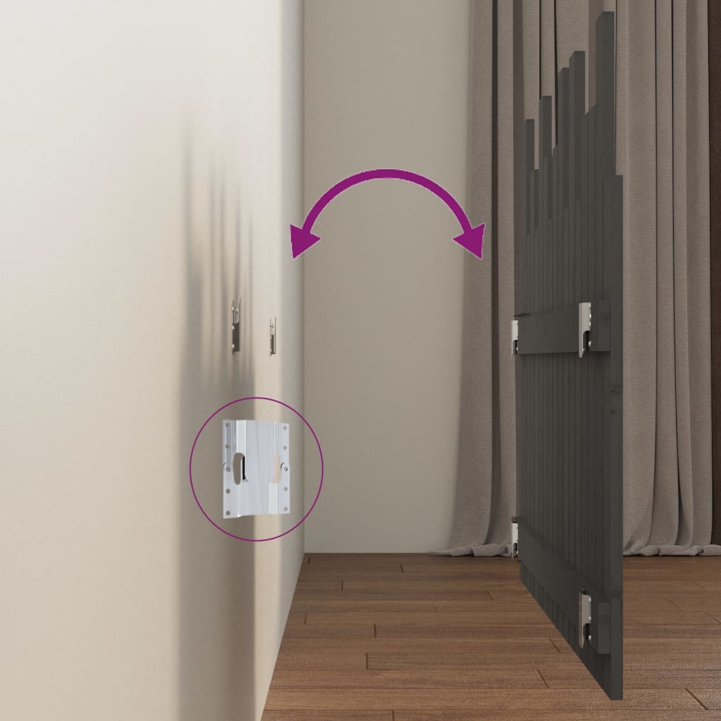 Testiera da Parete Grigia 108x3x80 cm in Legno Massello di Pino - homemem39