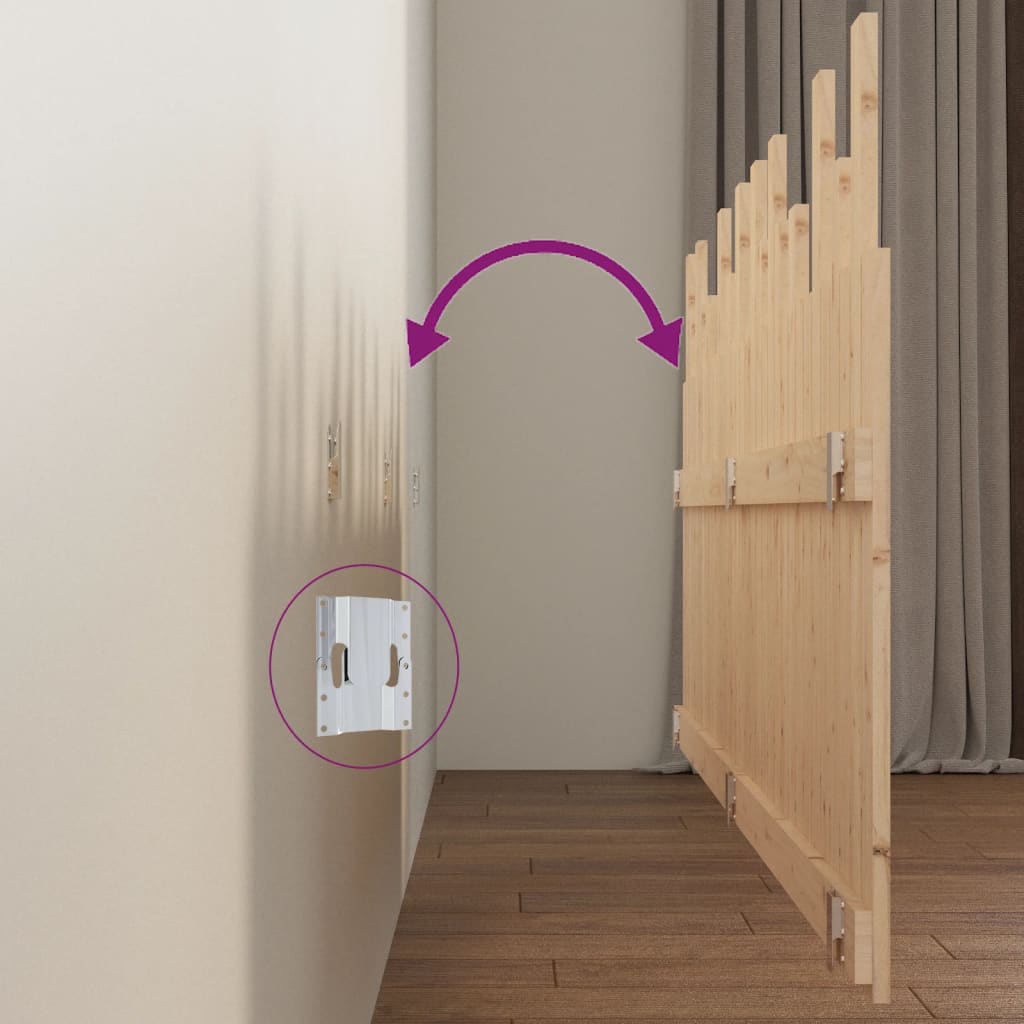 Testiera da Parete 204x3x80 cm in Legno Massello di Pino - homemem39