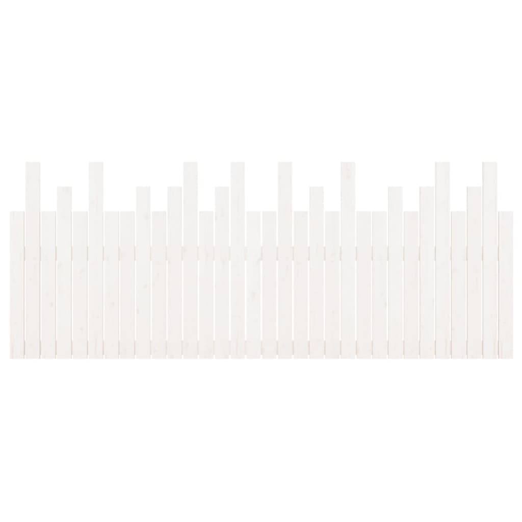 Testiera da Parete Bianca 204x3x80 cm in Legno Massello di Pino - homemem39