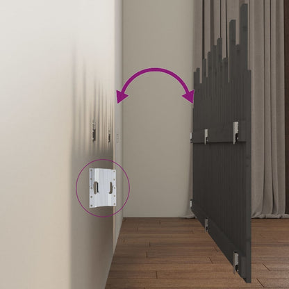 Testiera da Parete Grigia 204x3x80 cm in Legno Massello di Pino - homemem39