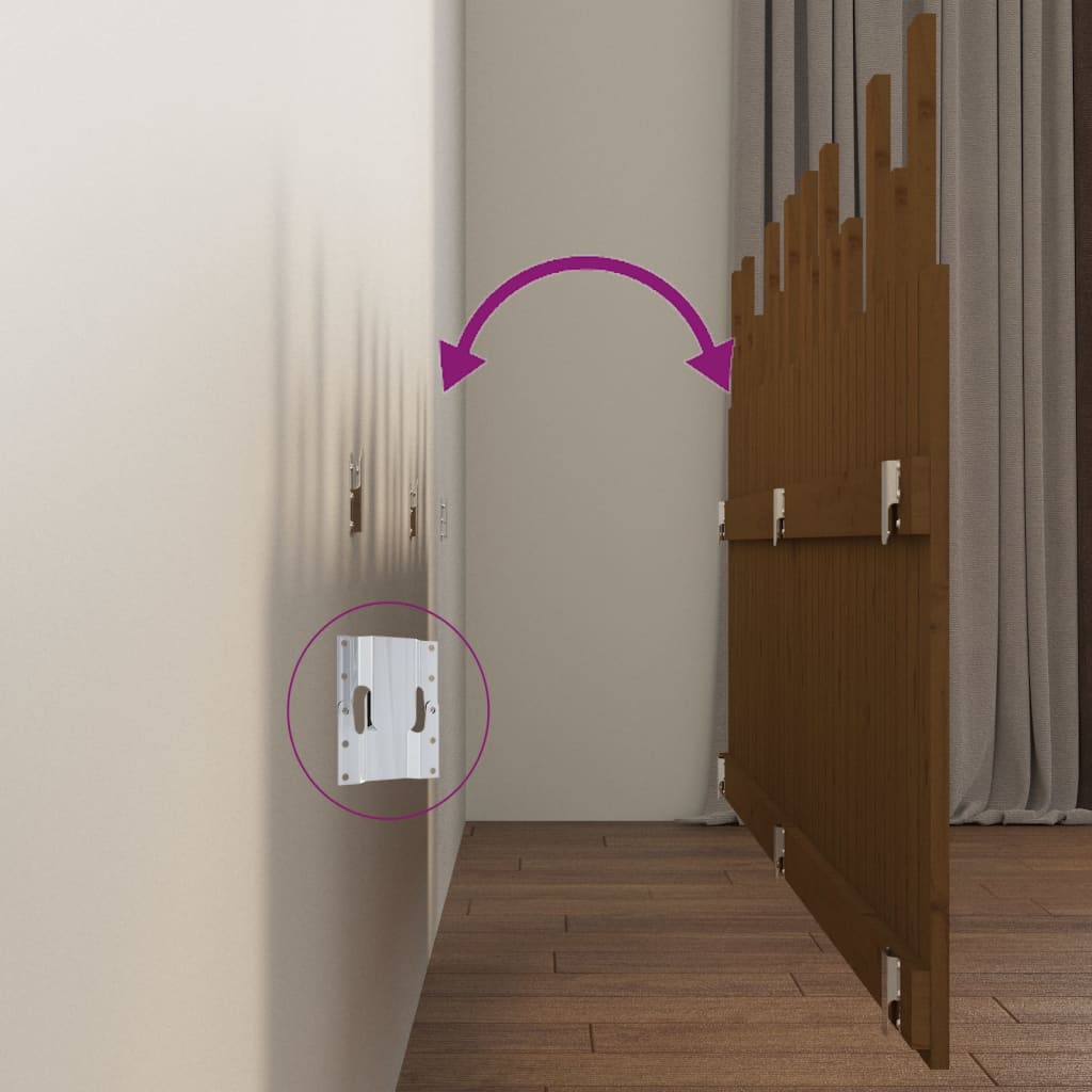 Testiera da Parete Ambra 204x3x80 cm in Legno Massello di Pino - homemem39