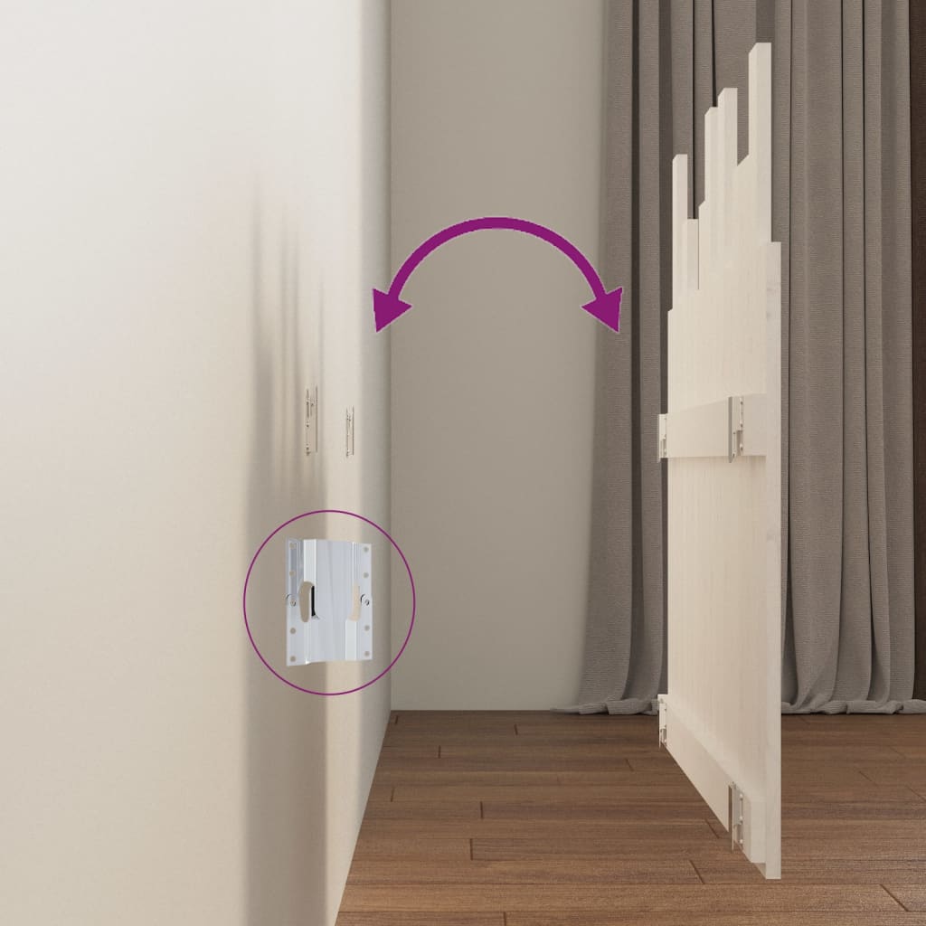 Testiera da Parete Bianca 95,5x3x80cm in Legno Massello di Pino - homemem39