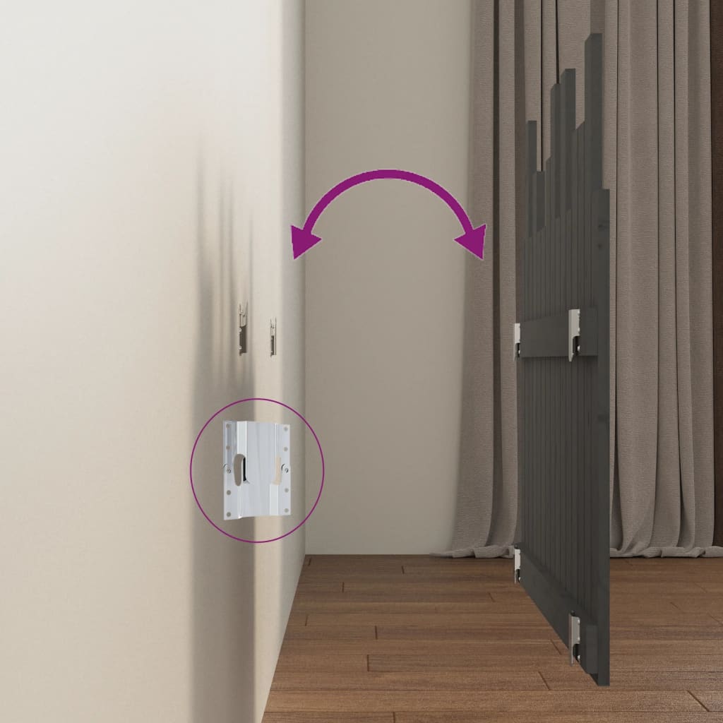 Testiera da Parete Grigia 95,5x3x80cm in Legno Massello di Pino - homemem39