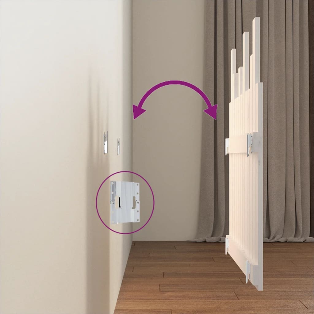 Testiera da Parete Bianca 82,5x3x80cm in Legno Massello di Pino - homemem39