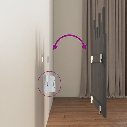 Testiera da Parete Grigia 82,5x3x80cm in Legno Massello di Pino - homemem39