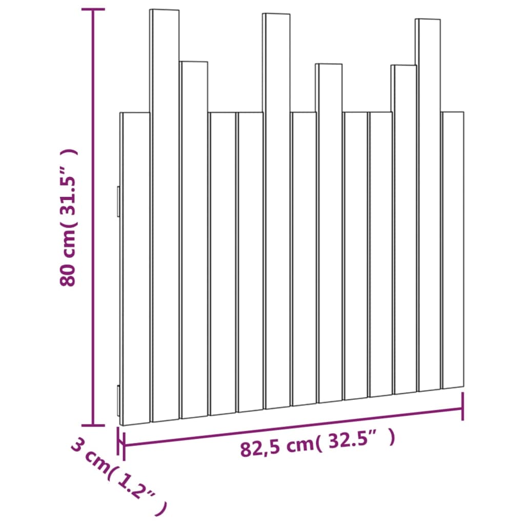 Testiera da Parete Grigia 82,5x3x80cm in Legno Massello di Pino - homemem39