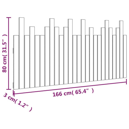 Testiera da Parete Nera 166x3x80 cm in Legno Massello di Pino - homemem39