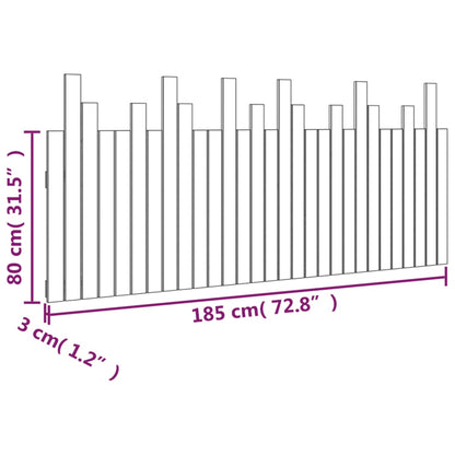 Testiera da Parete Bianca 185x3x80 cm in Legno Massello di Pino - homemem39