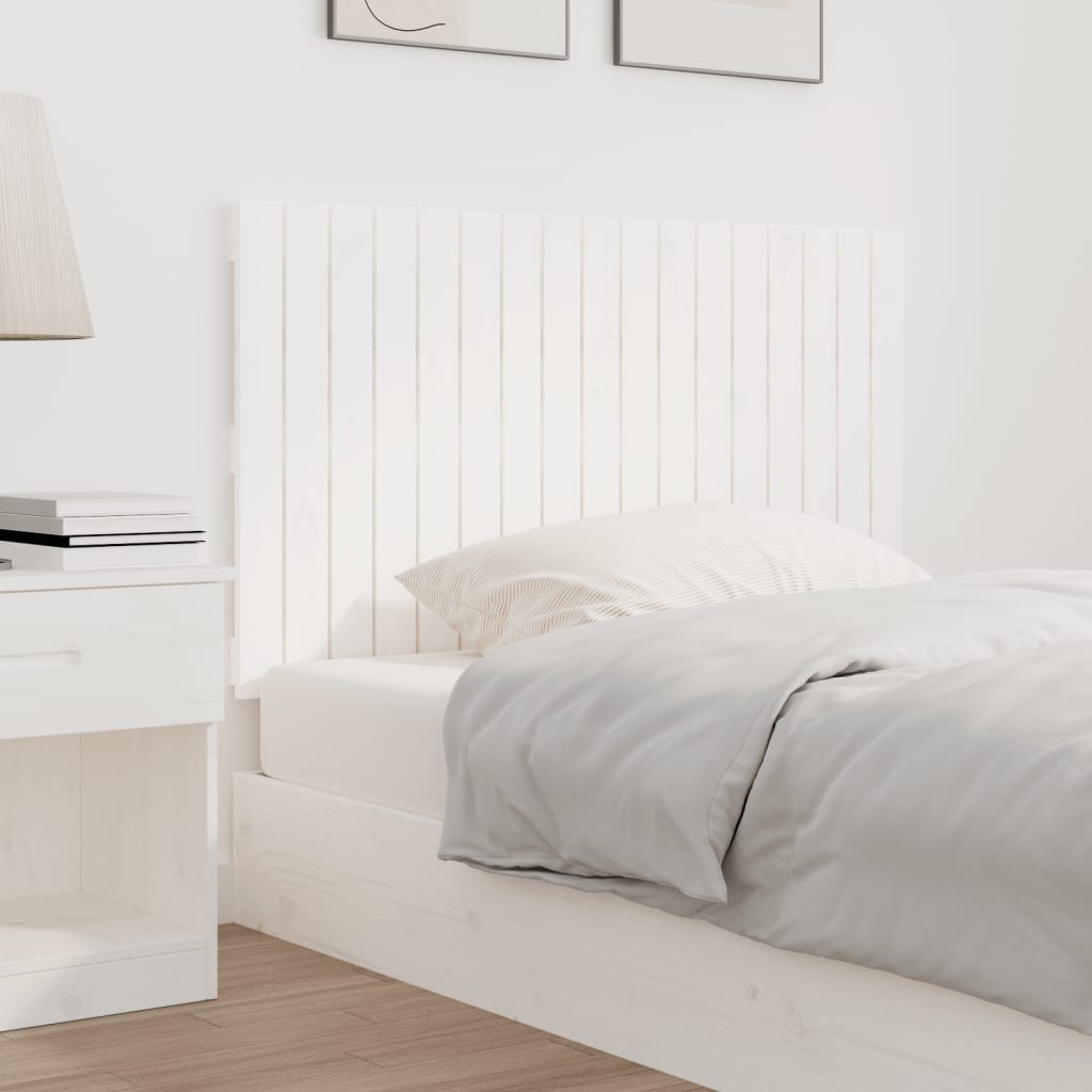 Testiera da Parete Bianca 108x3x60 cm in Legno Massello di Pino - homemem39