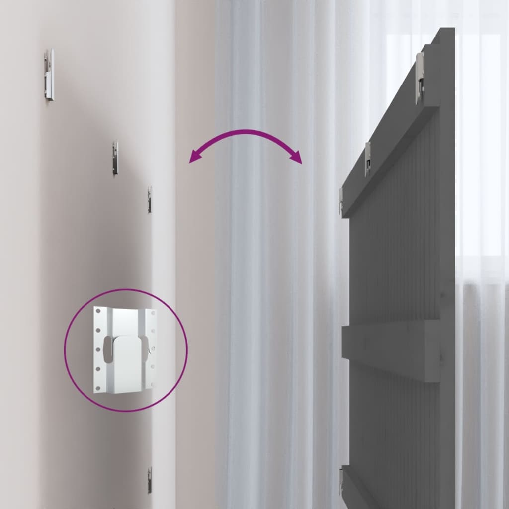 Testiera da Parete Grigia 204x3x60 cm in Legno Massello di Pino - homemem39