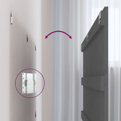 Testiera da Parete Grigia 204x3x60 cm in Legno Massello di Pino - homemem39