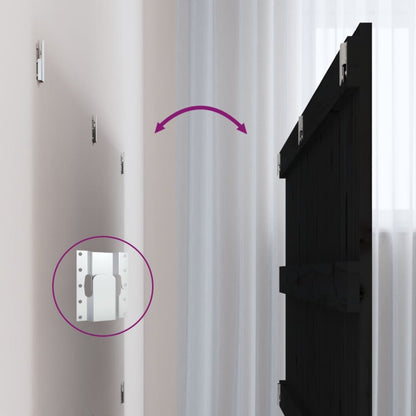 Testiera da Parete Nera 204x3x60 cm in Legno Massello di Pino - homemem39