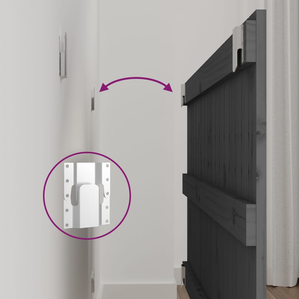 Testiera da Parete Grigia 95,5x3x60cm in Legno Massello di Pino - homemem39