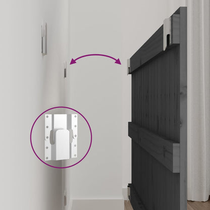 Testiera da Parete Grigia 95,5x3x60cm in Legno Massello di Pino - homemem39