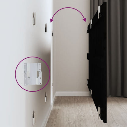 Testiera da Parete Nera 159,5x3x60 cm in Legno Massello di Pino - homemem39