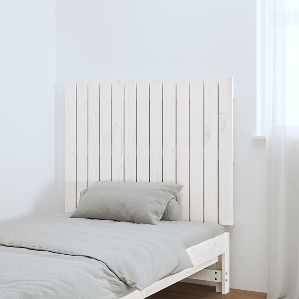 Testiera da Parete Bianca 82,5x3x60cm in Legno Massello di Pino | homemem39