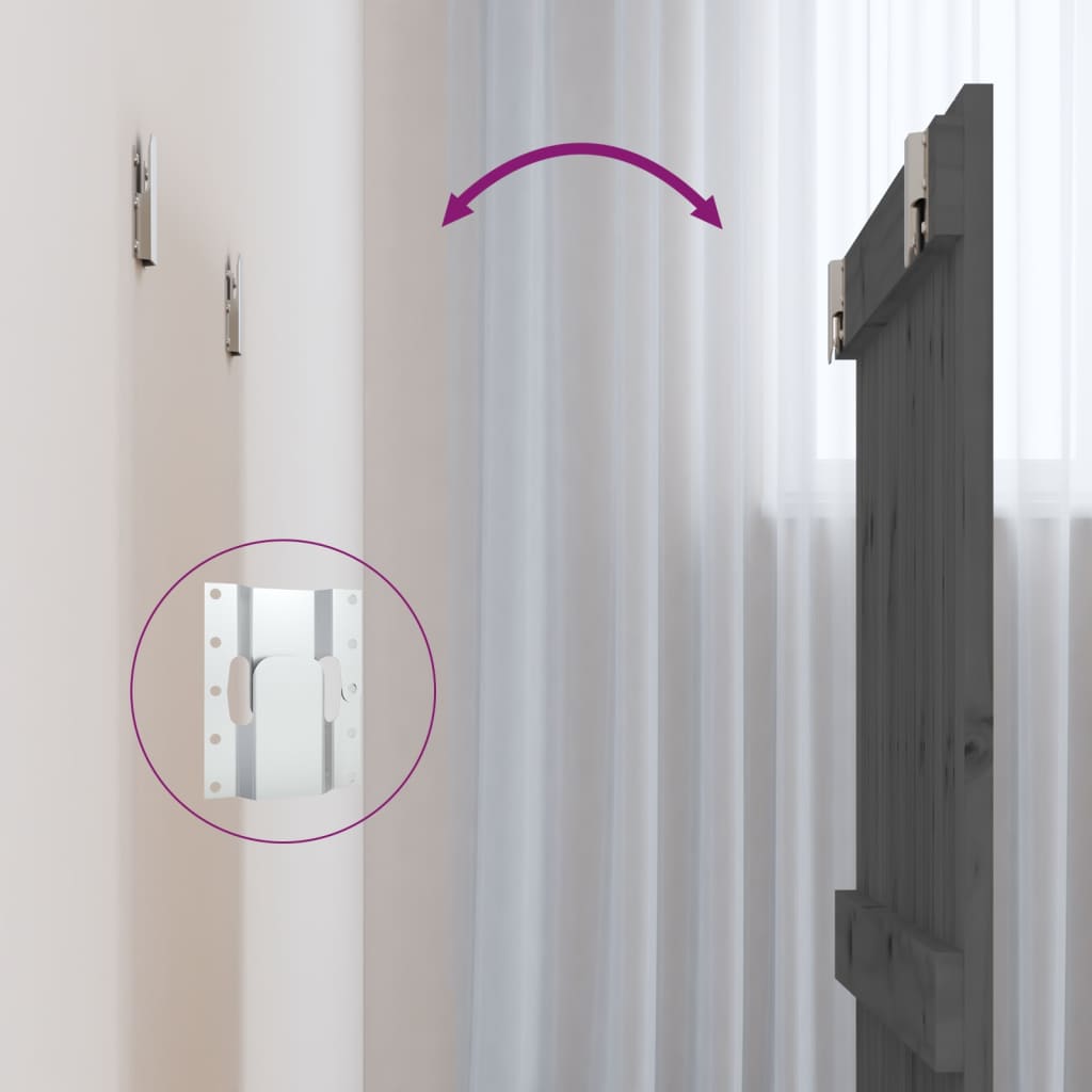 Testiera da Parete Grigia 82,5x3x60cm in Legno Massello di Pino - homemem39