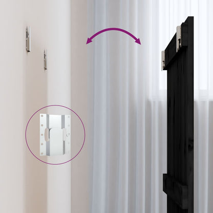 Testiera da Parete Nera 82,5x3x60 cm in Legno Massello di Pino - homemem39