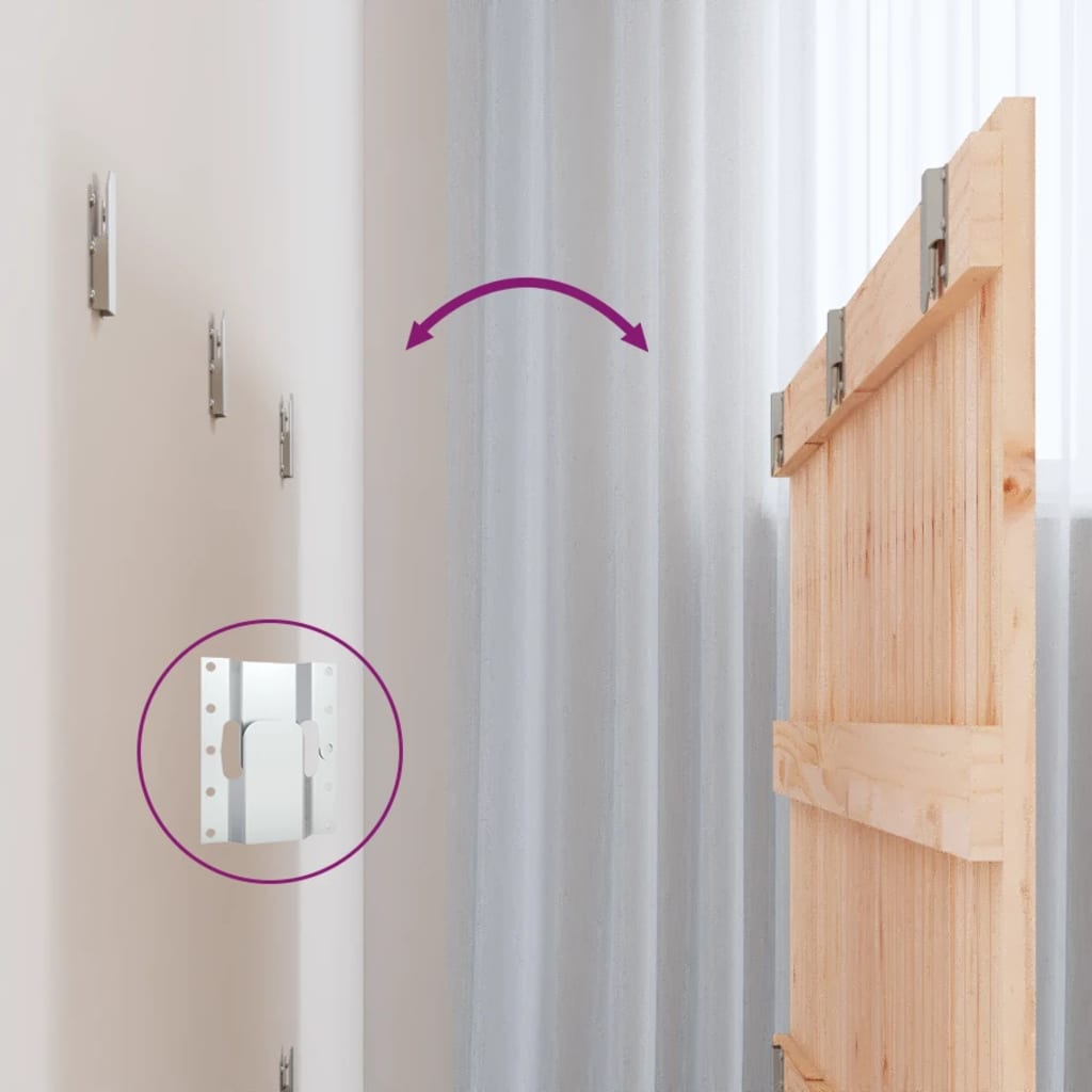 Testiera da Parete 185x3x60 cm in Legno Massello di Pino - homemem39