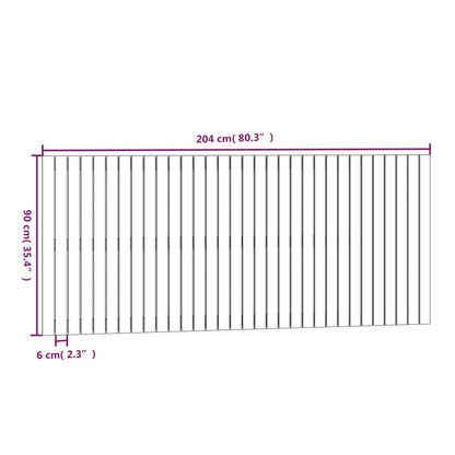Testiera da Parete Nera 204x3x90 cm in Legno Massello di Pino - homemem39