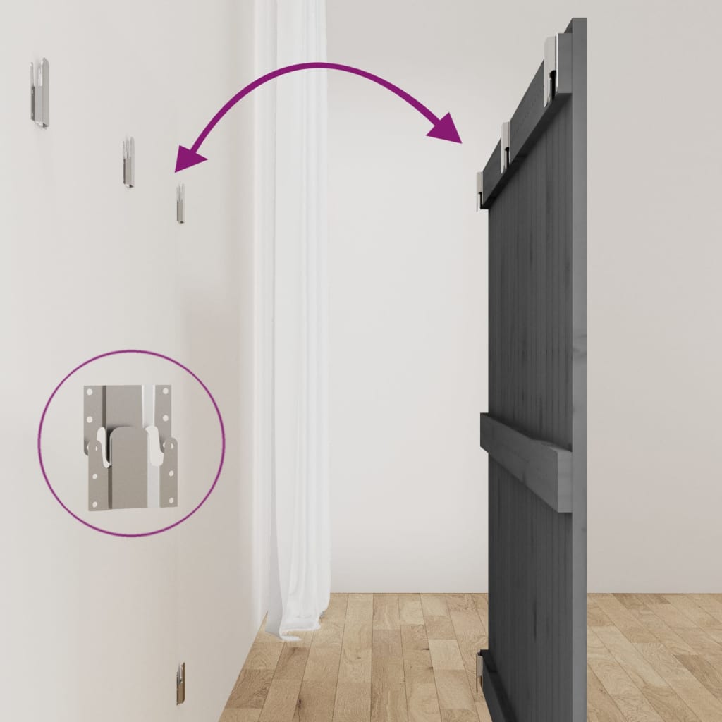 Testiera da Parete Grigia 127,5x3x90 cm Legno Massello di Pino - homemem39