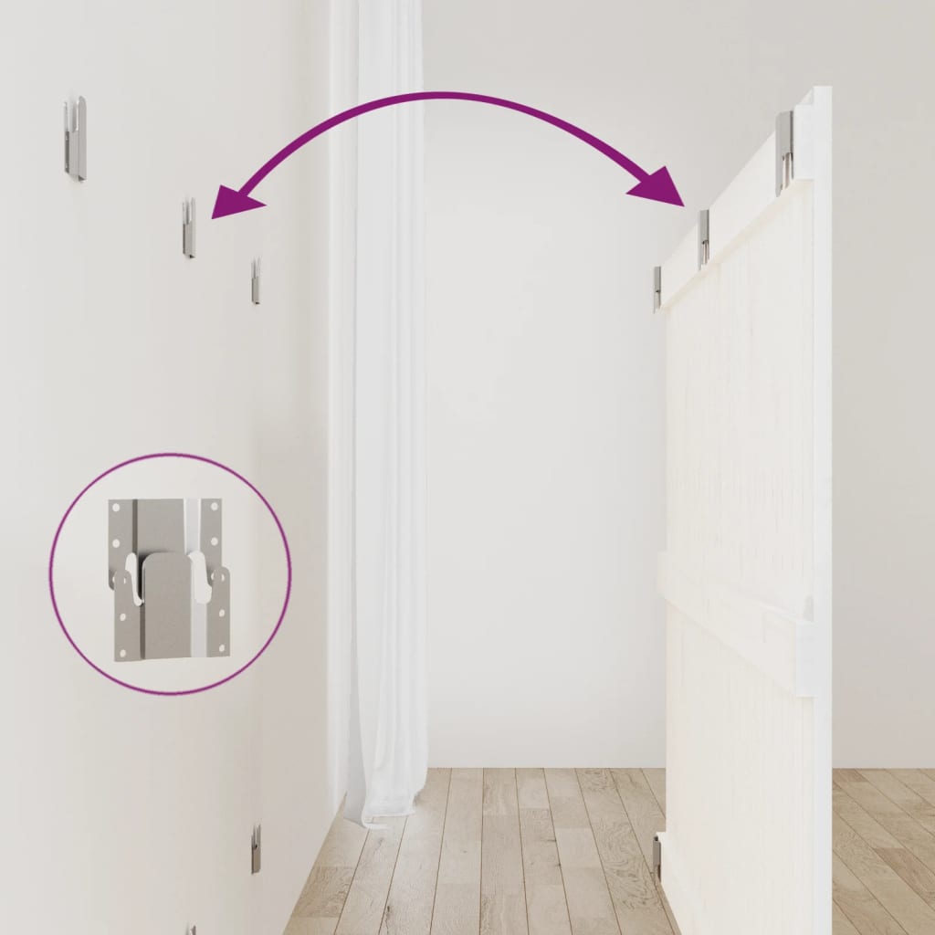 Testiera da Parete Bianca 147x3x90 cm in Legno Massello di Pino - homemem39