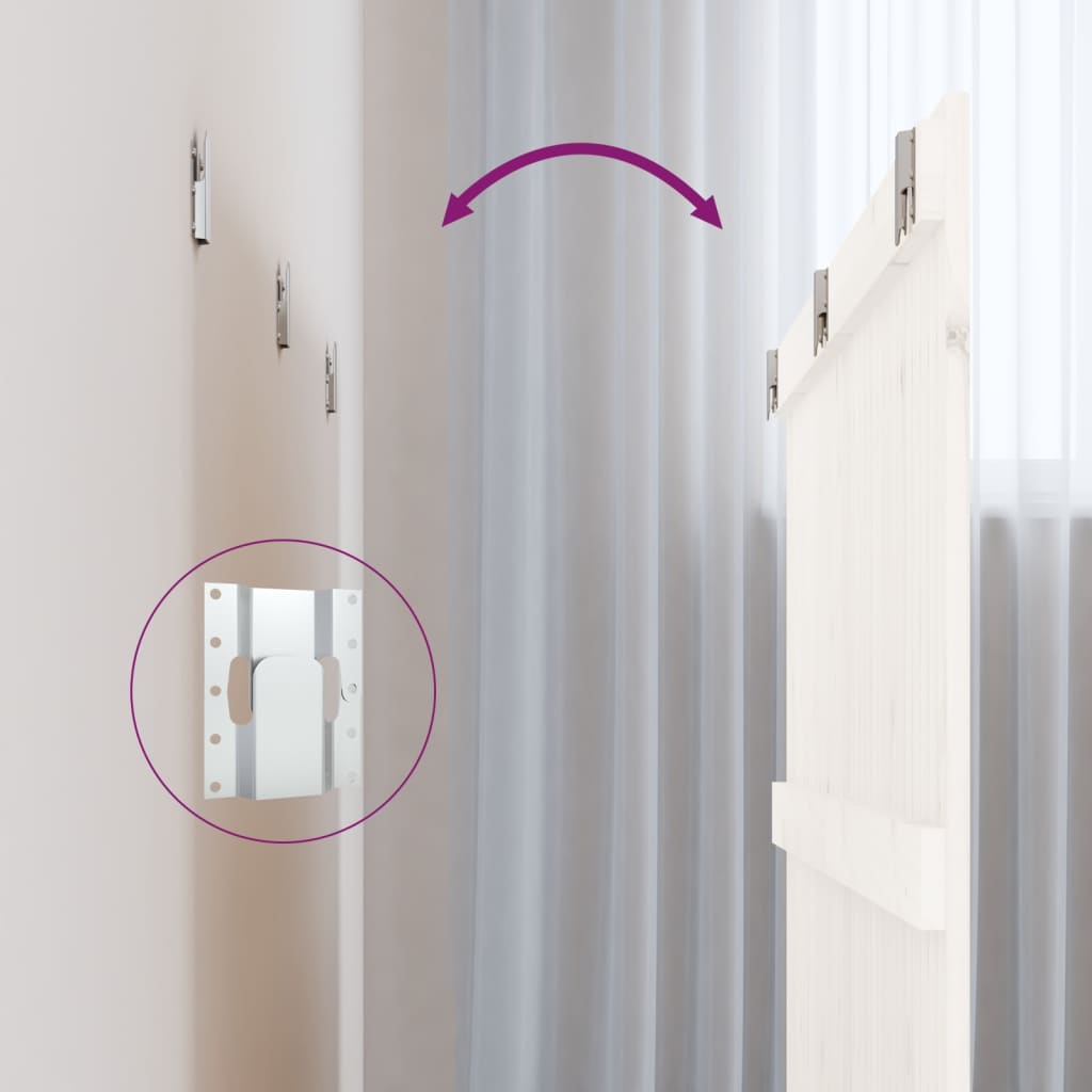 Testiera da Parete Bianca 185x3x90 cm in Legno Massello di Pino - homemem39