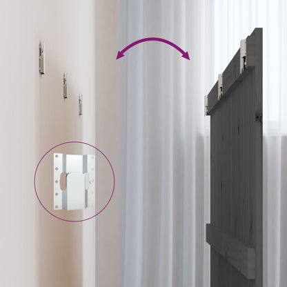 Testiera da Parete Grigia 140x3x90 cm in Legno Massello di Pino - homemem39