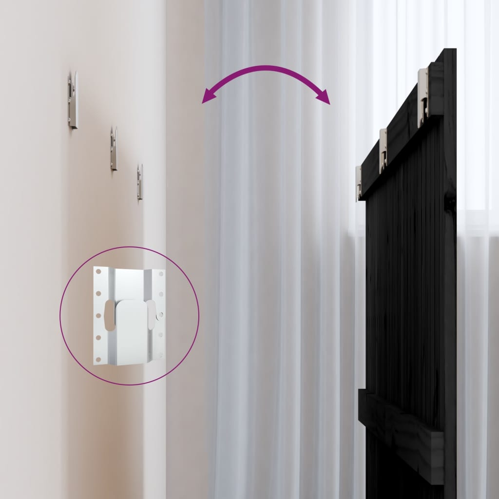 Testiera da Parete Nera 140x3x90 cm in Legno Massello di Pino - homemem39