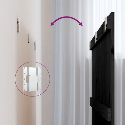 Testiera da Parete Nera 140x3x90 cm in Legno Massello di Pino - homemem39