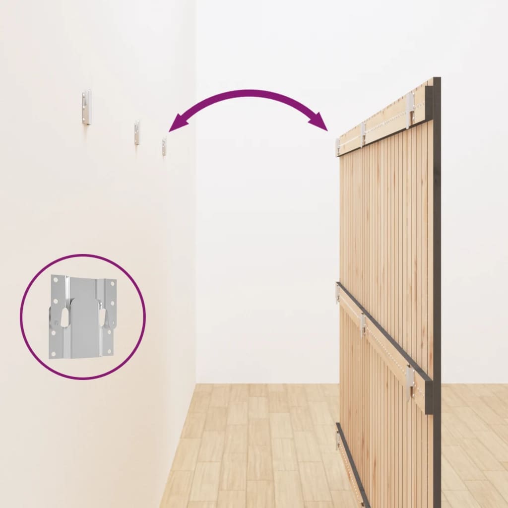 Testiera da Parete Grigia 204x3x110cm in Legno Massello di Pino - homemem39