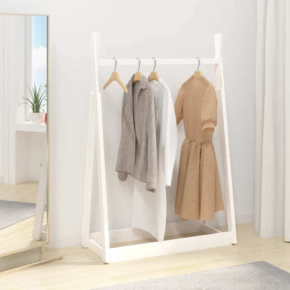 Appendiabiti Bianco 100x45x150 cm in Legno Massello di Pino - homemem39