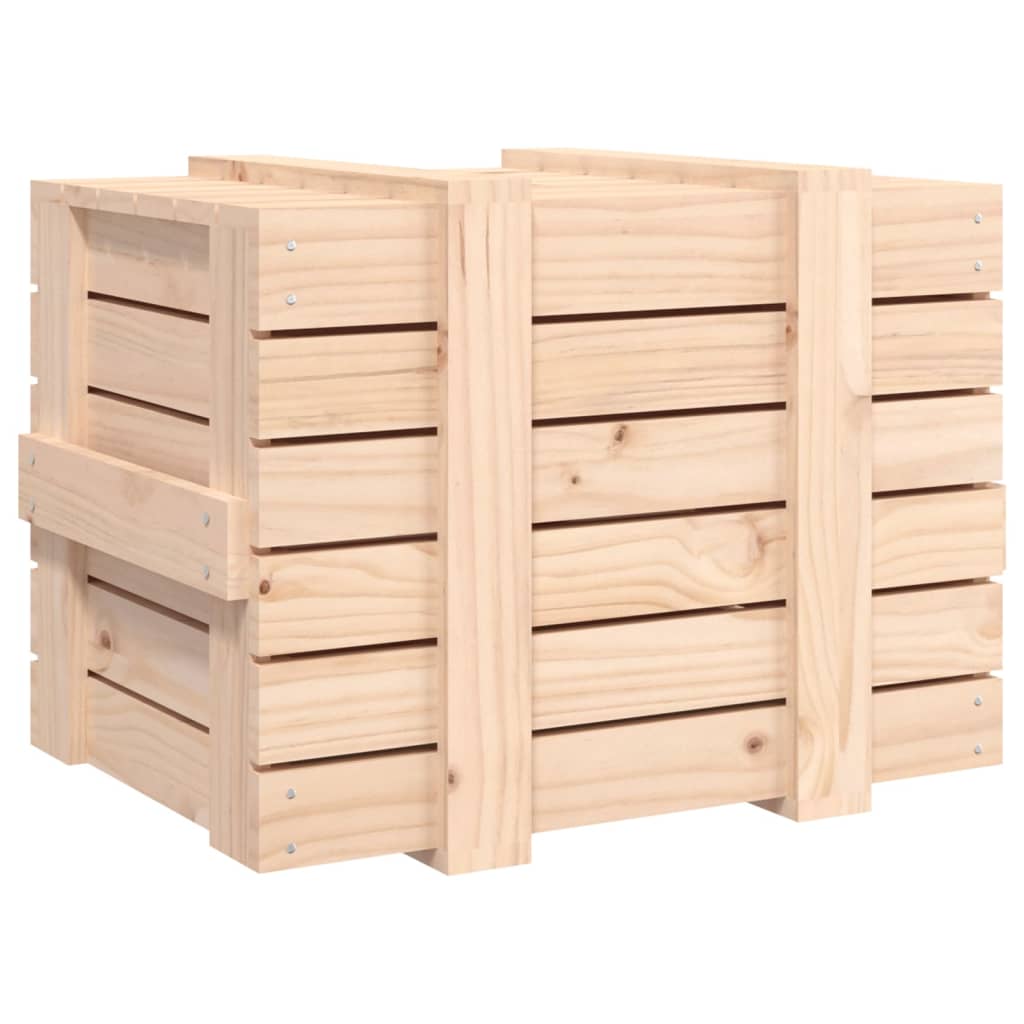 Contenitore Portaoggetti 58x40,5x42 cm Legno Massello di Pino - homemem39