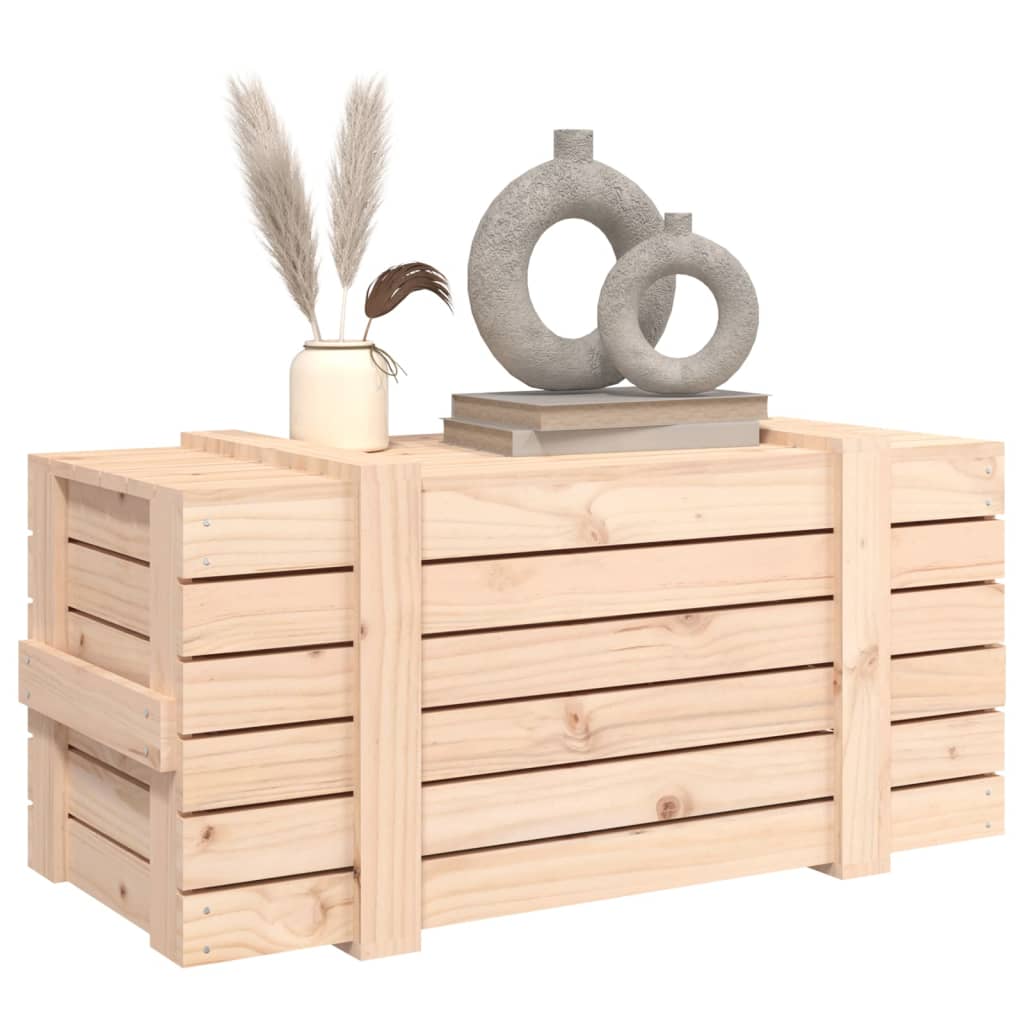 Contenitore Portaoggetti 91x40,5x42 cm Legno Massello di Pino