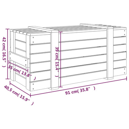 Contenitore Portaoggetti 91x40,5x42 cm Legno Massello di Pino