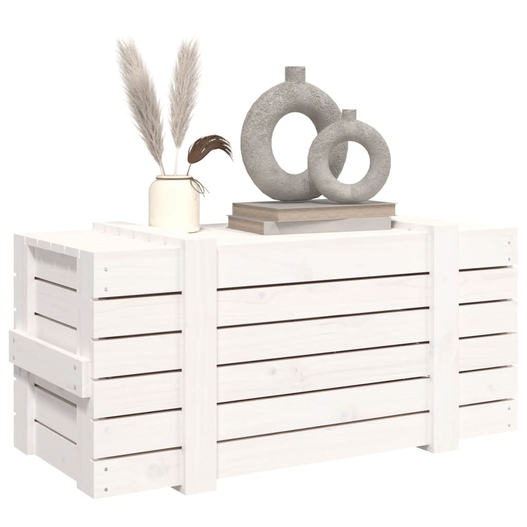 Contenitore Portaoggetti Bianco 91x40,5x42 cm Massello di Pino