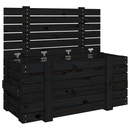 Contenitore Portaoggetti Nero 91x40,5x42 cm Legno Massello Pino - homemem39