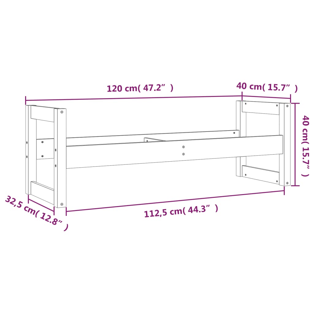 Portapneumatici 120x40x40 cm in Legno Massello di Pino - homemem39