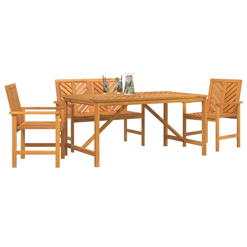 Set da Pranzo per Giardino 4 pcs Marrone