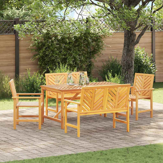 Set da Pranzo per Giardino 5 pcs Marrone 150 x 90 x 74 cm