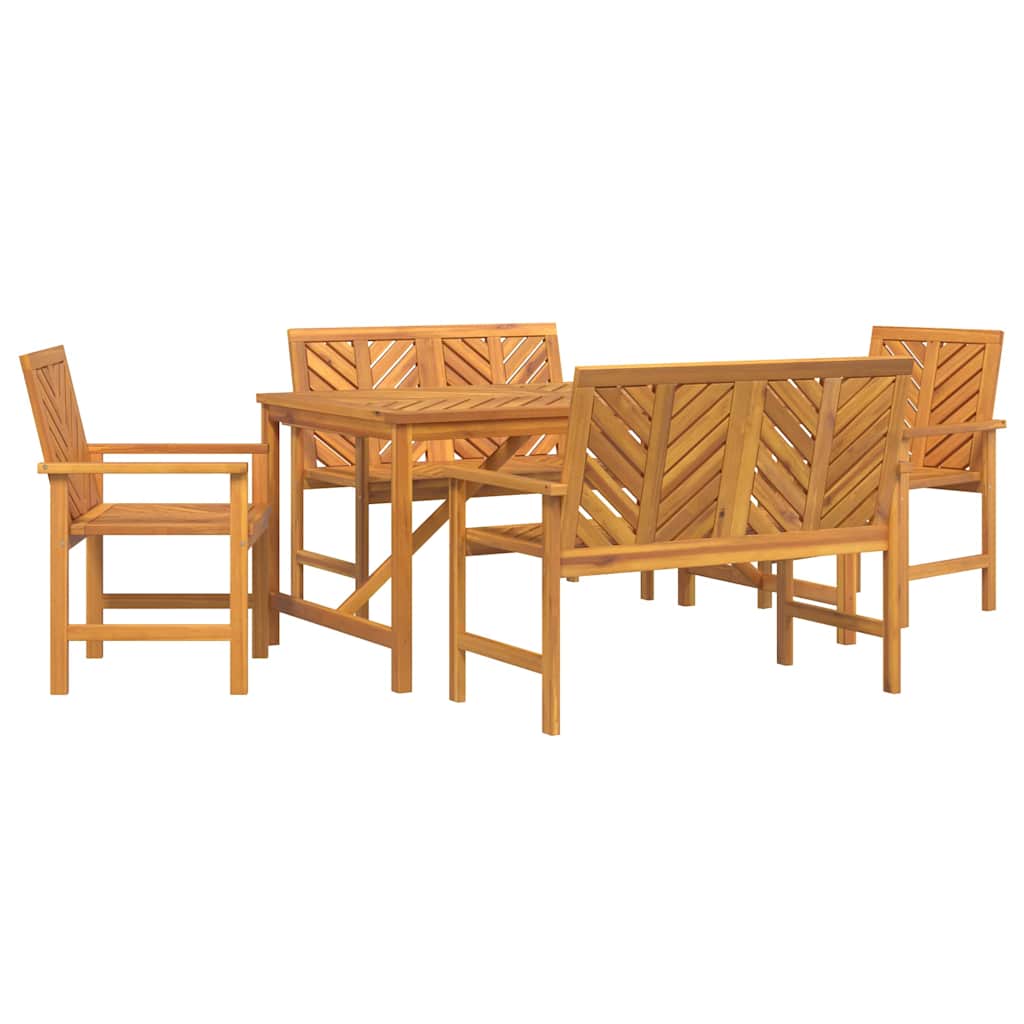 Set da Pranzo per Giardino 5 pcs Marrone