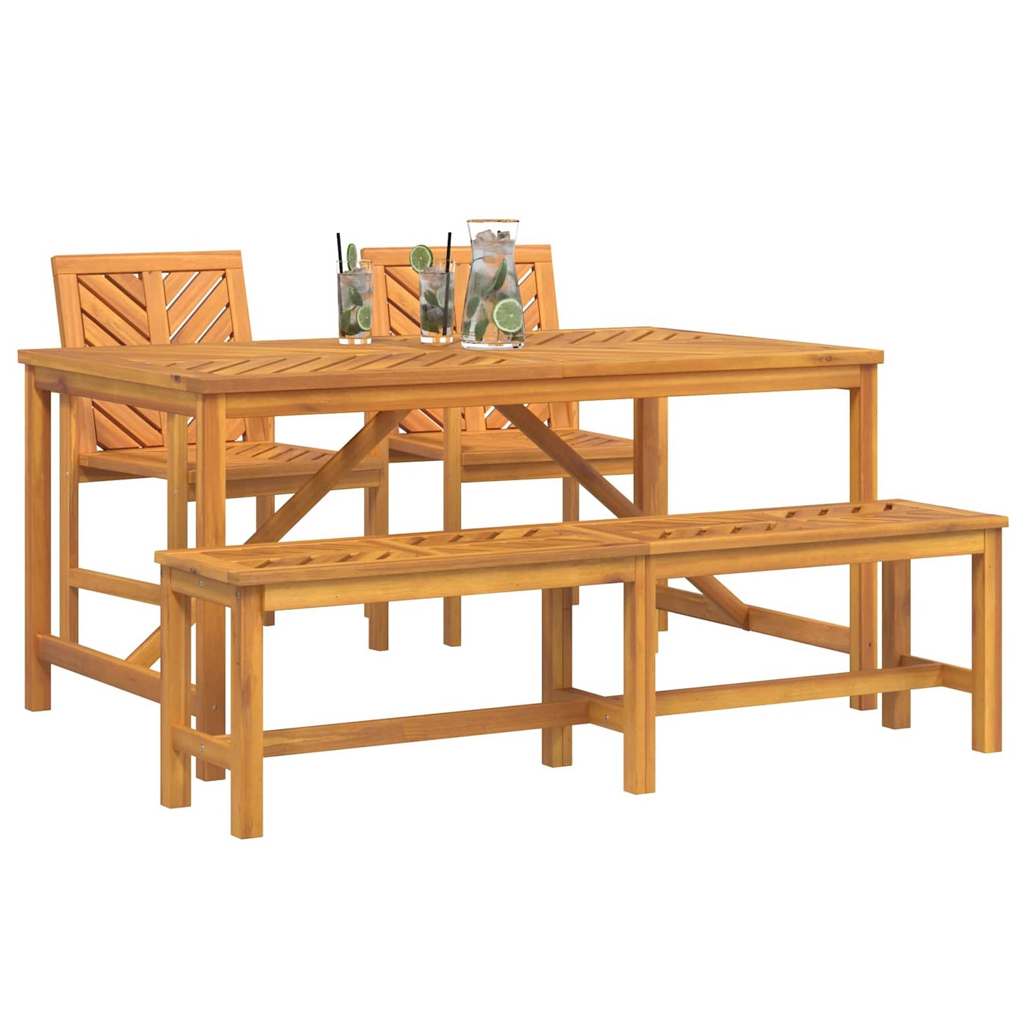 Set da Pranzo per Giardino 4 pz Marrone | homemem39