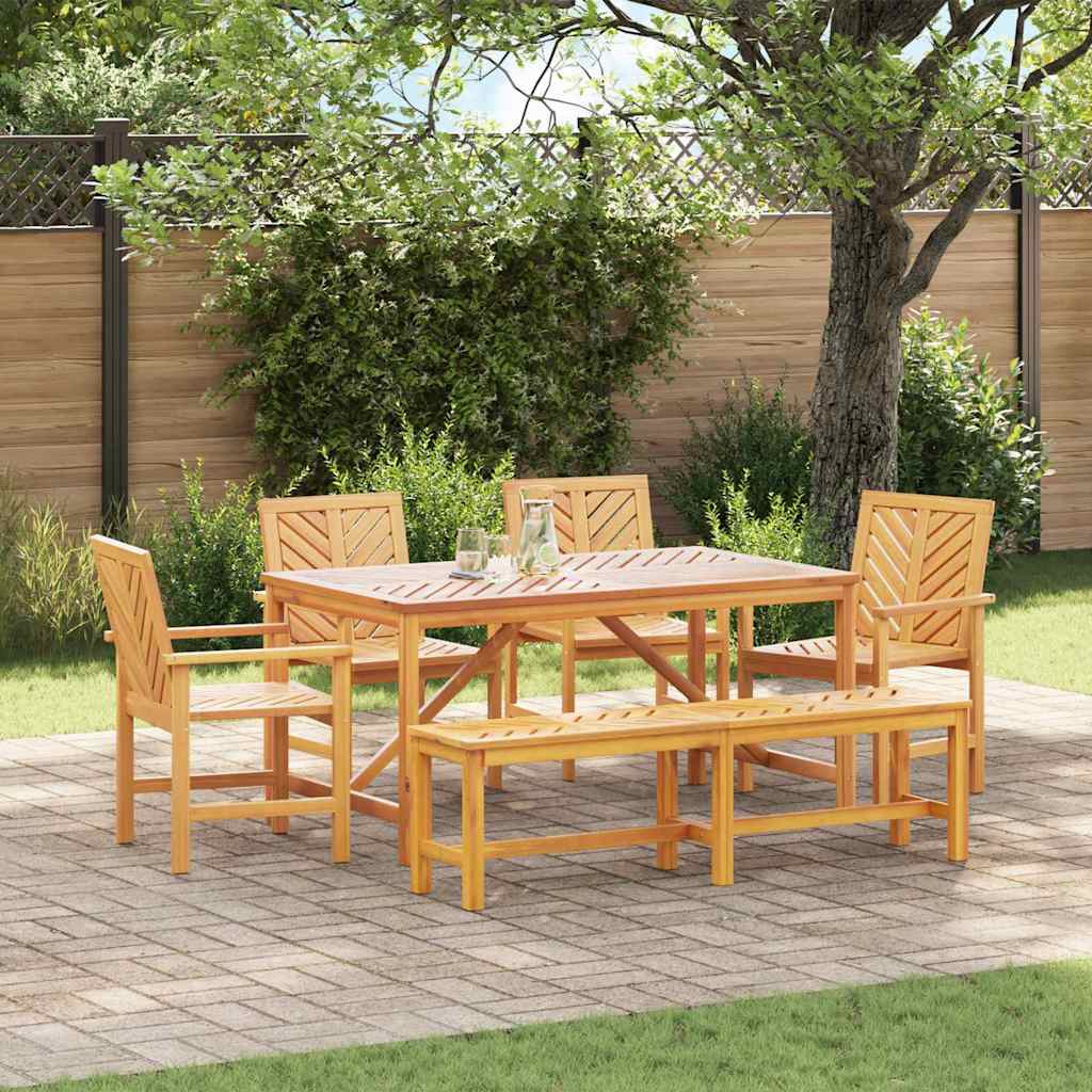 Set da Pranzo per Giardino 6 pcs Marrone 150 x 90 x 74 cm
