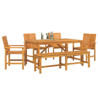 Set da Pranzo per Giardino 6 pcs Marrone 150 x 90 x 74 cm