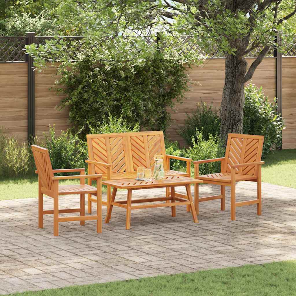 Set Lounge da Giardino 4 pcs Marrone Legno di Acacia Massello | homemem39