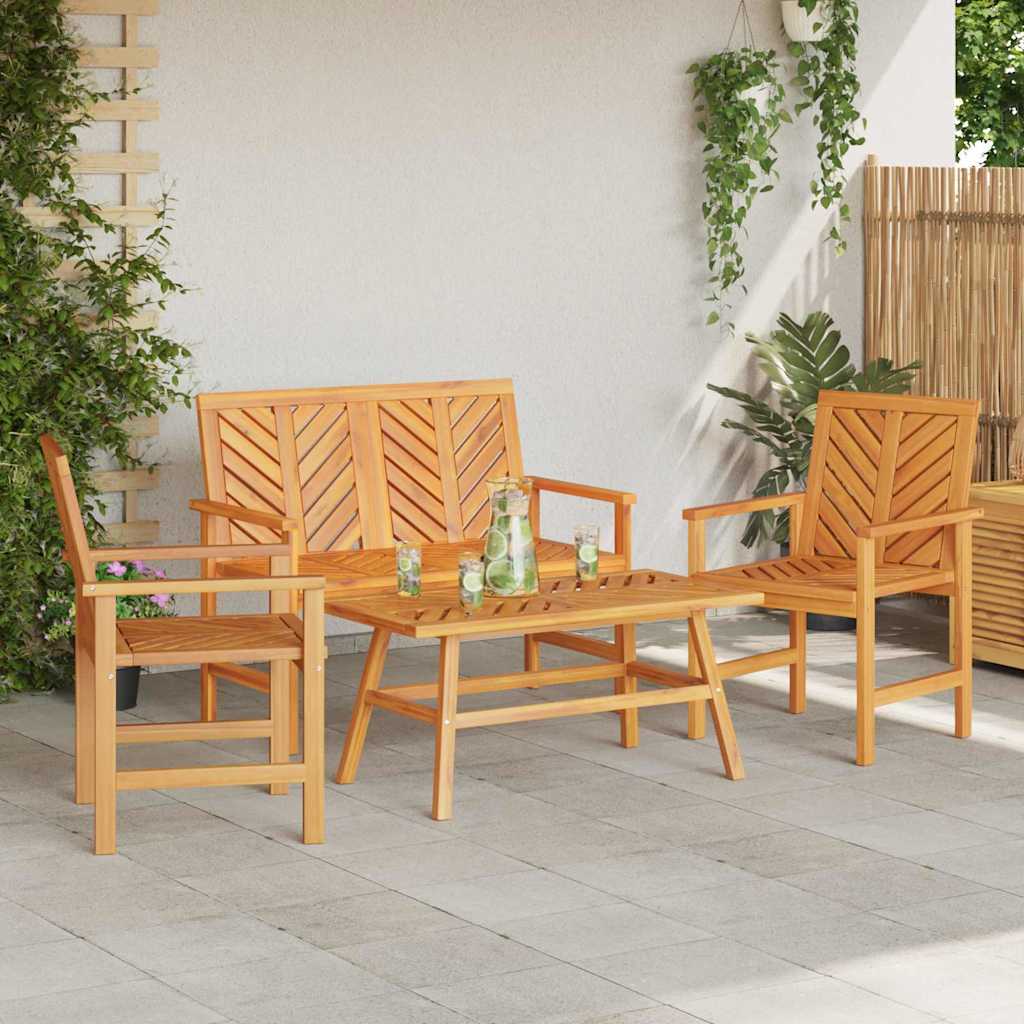 Set Lounge da Giardino 4 pcs Marrone Legno di Acacia Massello | homemem39
