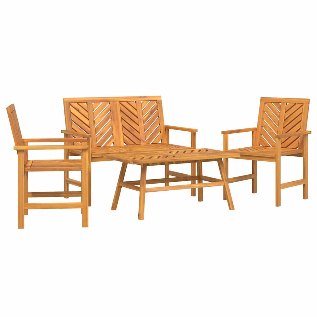 Set Lounge da Giardino 4 pcs Marrone Legno di Acacia Massello | homemem39