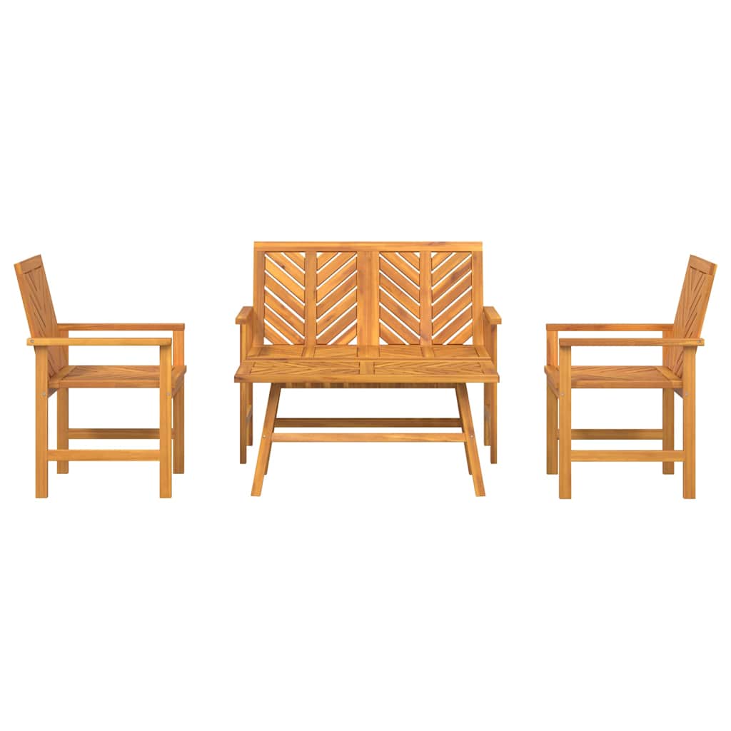Set Lounge da Giardino 4 pcs Marrone Legno di Acacia Massello | homemem39