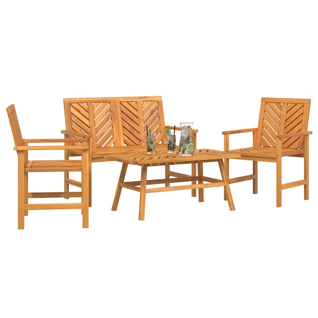 Set Lounge da Giardino 4 pcs Marrone Legno di Acacia Massello | homemem39