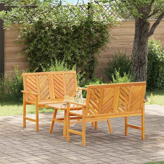 Set Lounge da Giardino 3 pcs Marrone Legno di Acacia Massello | homemem39